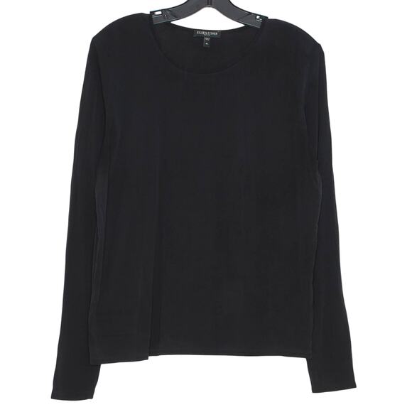 Eileen Fisher Top Silk Minimalist Quiet Luxury Capsule Lightweight Black Size PL - Picture 1 of 8